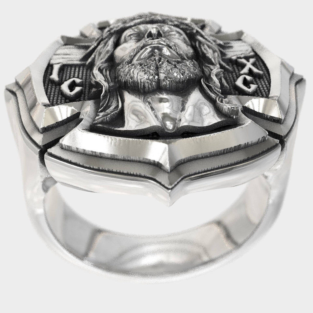 Dad Gift Sacred 925 Silver Jesus Christ Cross Ring