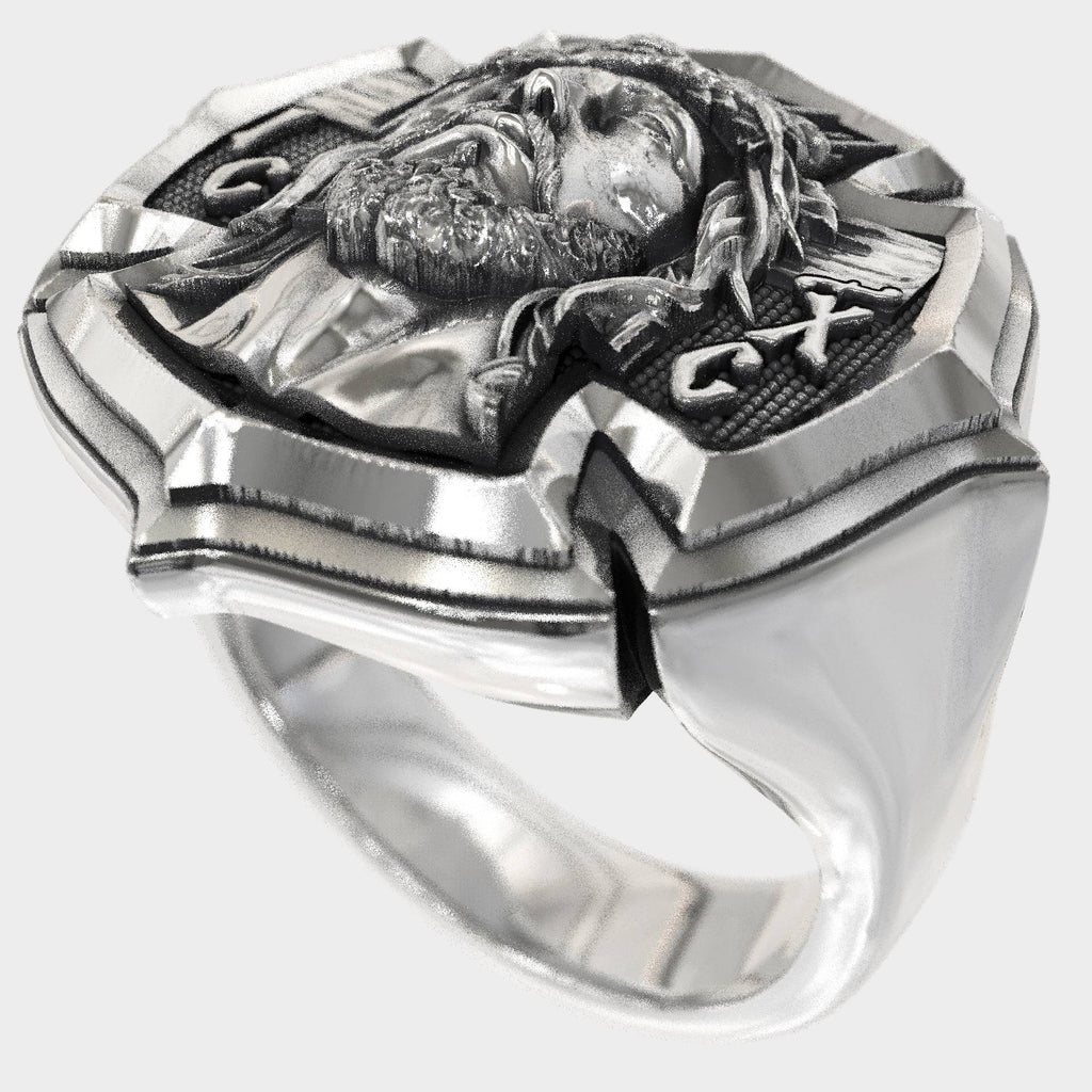 Dad Gift Sacred 925 Silver Jesus Christ Cross Ring