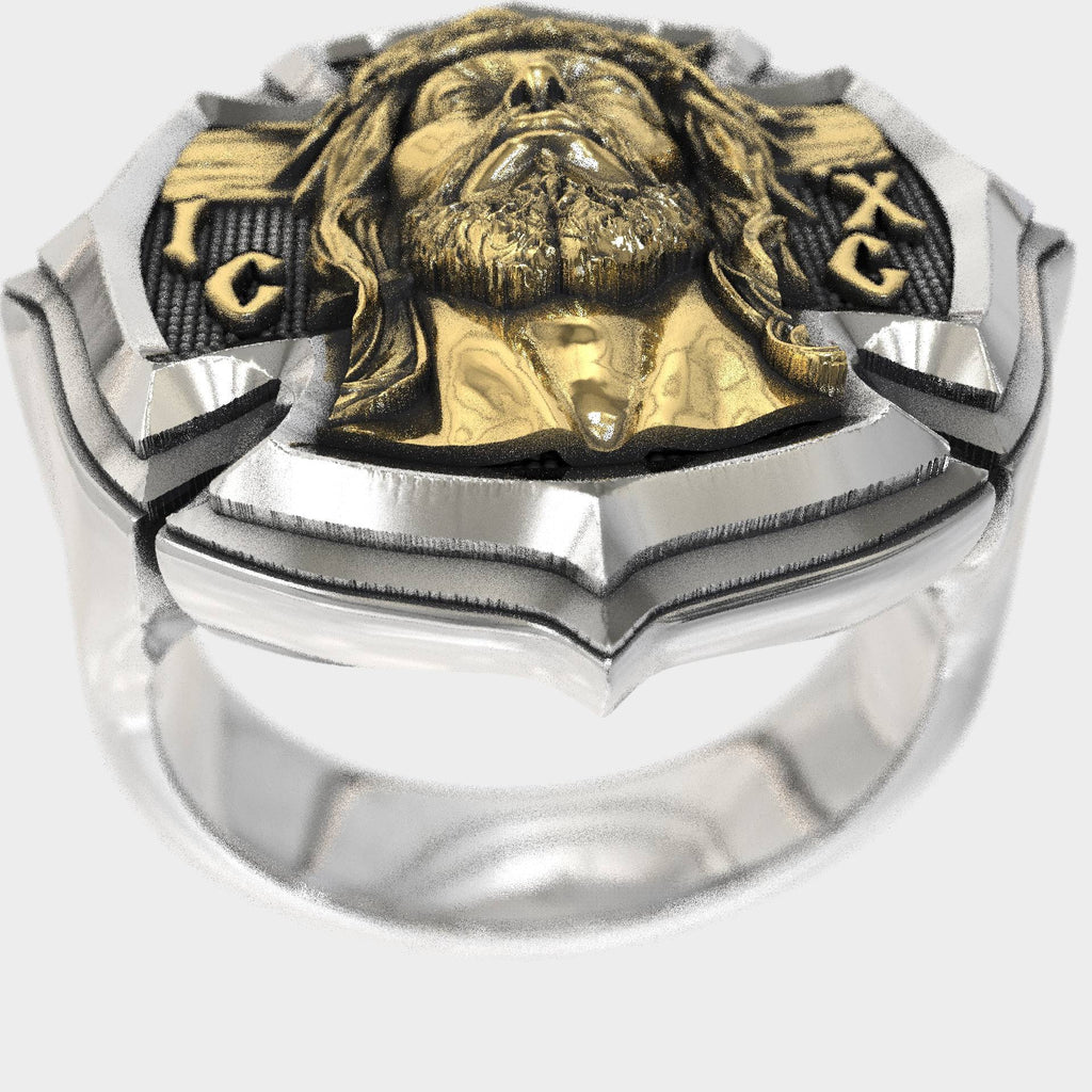 Divine Guardian Dad Gift Silver & Bronze Crucifix Ring