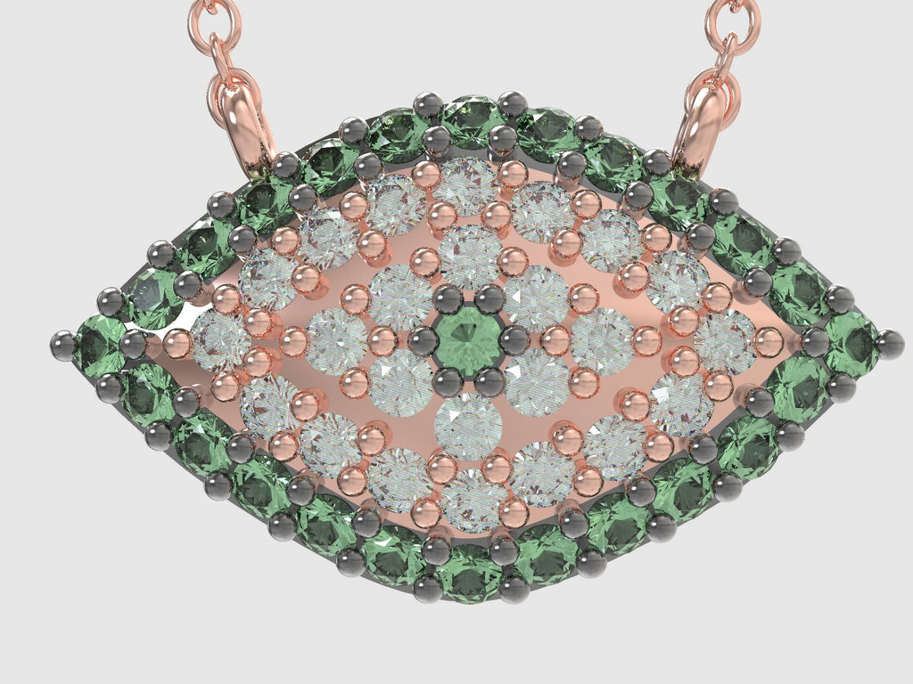 Dainty Feminine Greek Eye Necklace Pendant