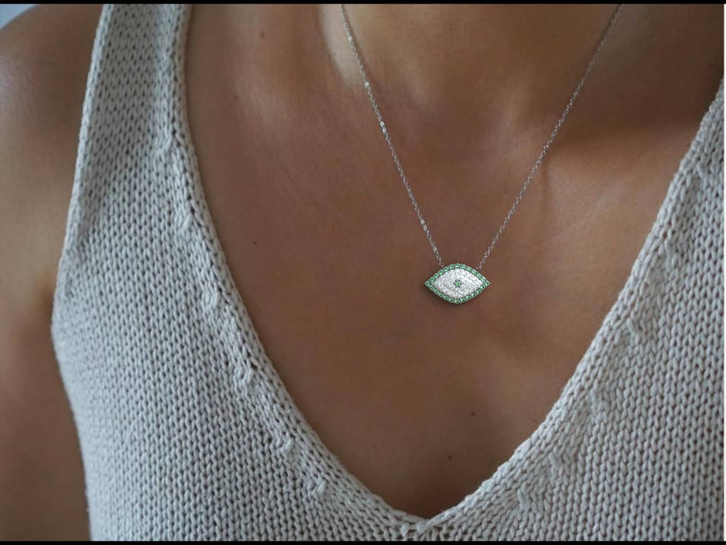 Dainty Feminine Greek Eye Necklace Pendant