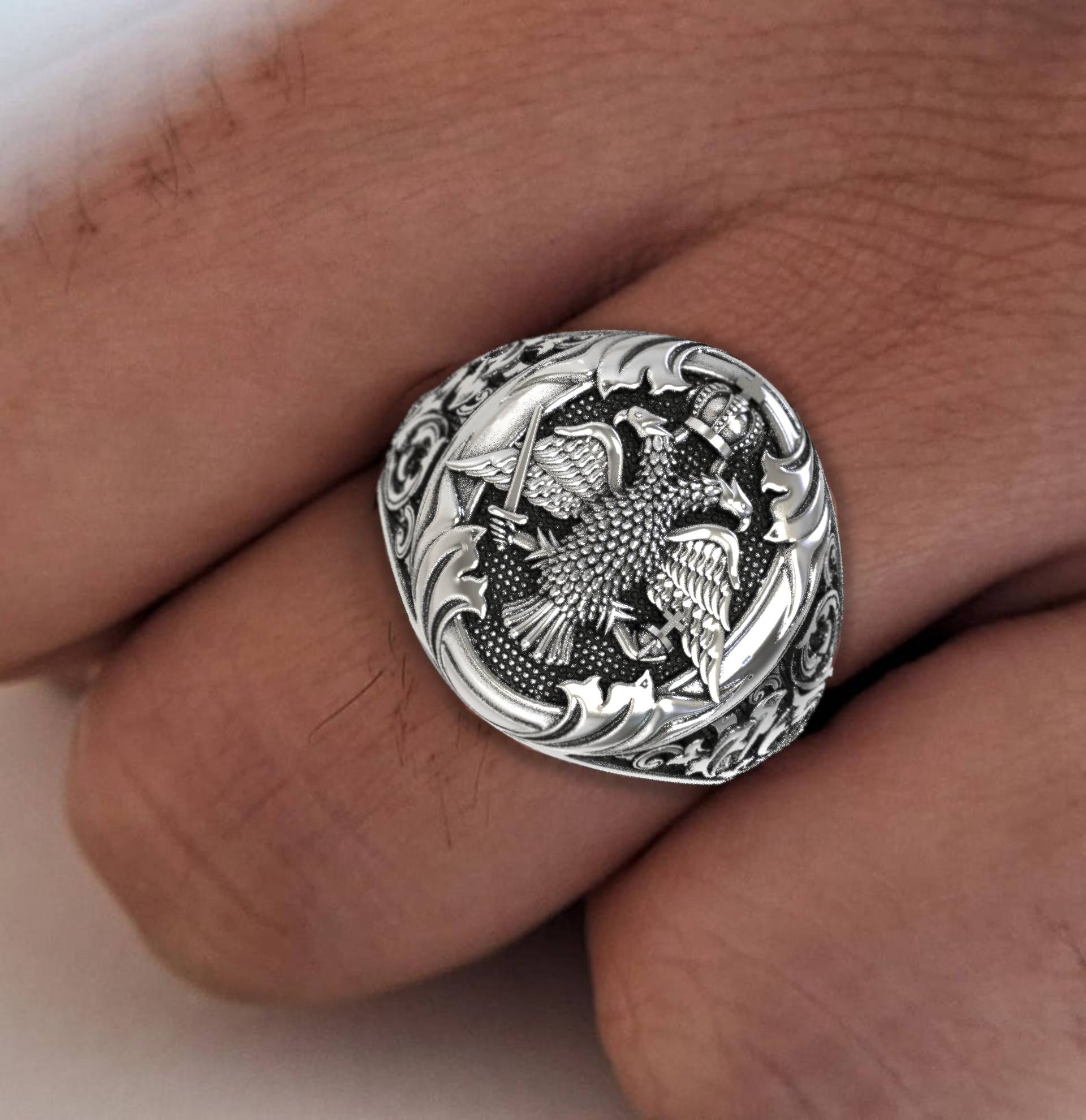 Luxury Signet Ring Byzantine Double-Headed Eagle