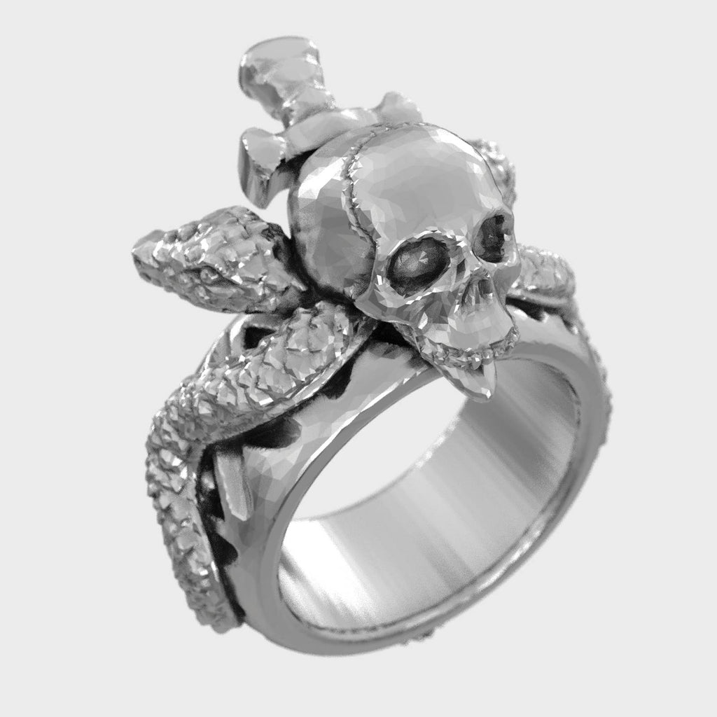 Venom Crown Skull Blade & Snake Men’s Ring