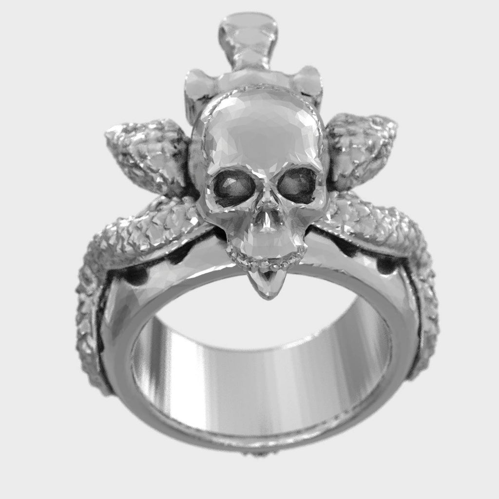 Venom Crown Skull Blade & Snake Men’s Ring