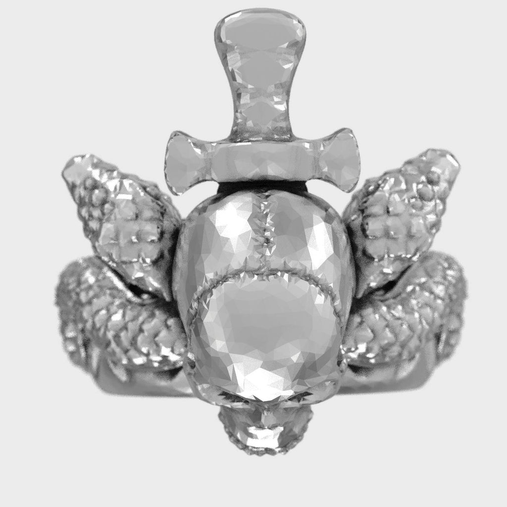 Venom Crown Skull Blade & Snake Men’s Ring