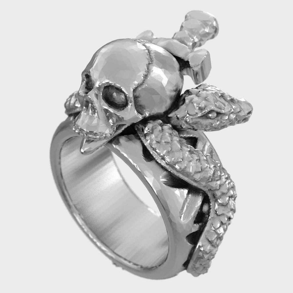 Venom Crown Skull Blade & Snake Men’s Ring