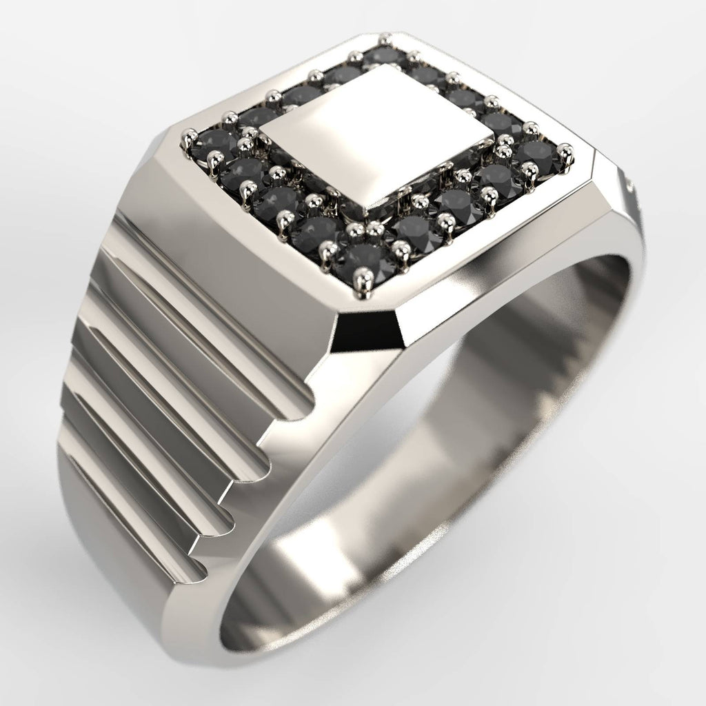 Men's Signet Square Black Diamond Executive Ring