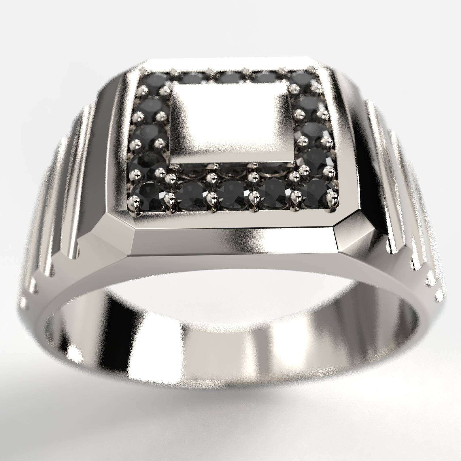 Men's Signet Square Black Diamond Executive Ring