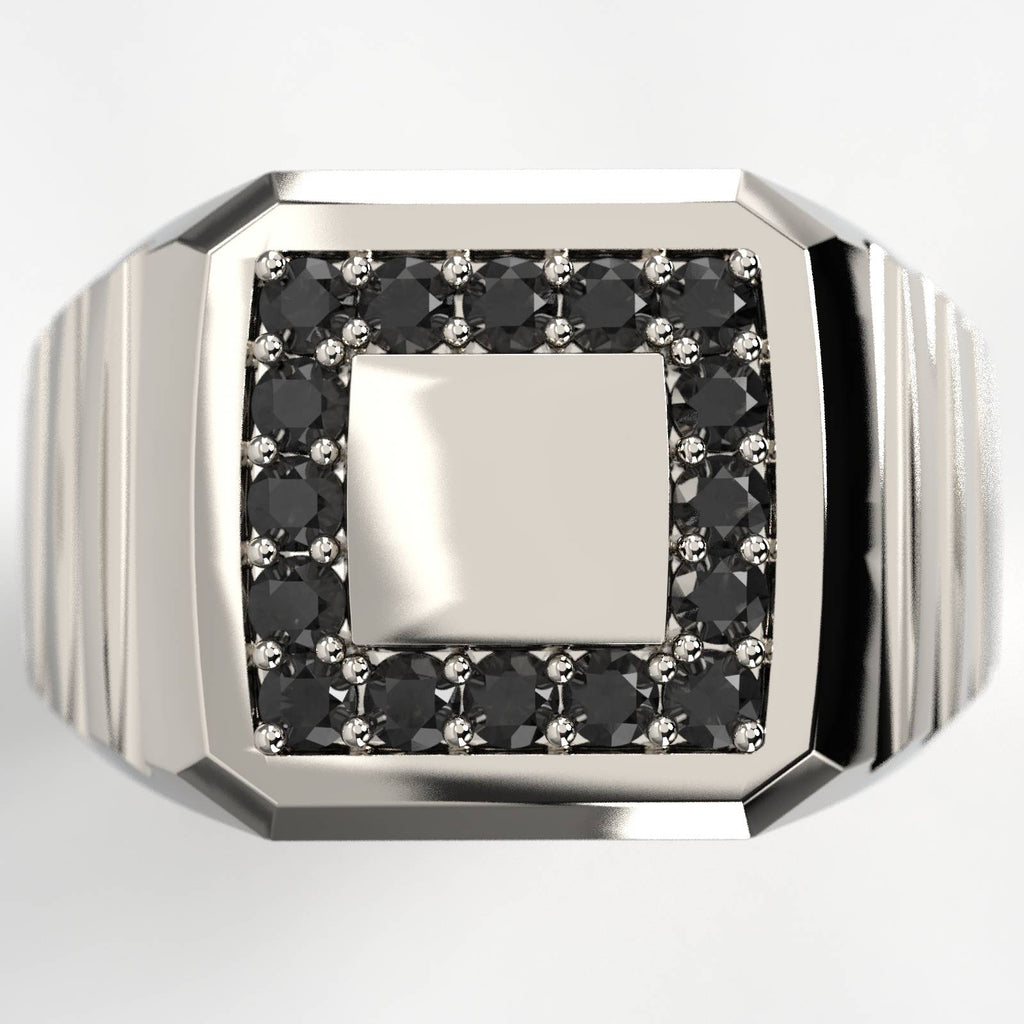 Men's Signet Square Black Diamond Executive Ring