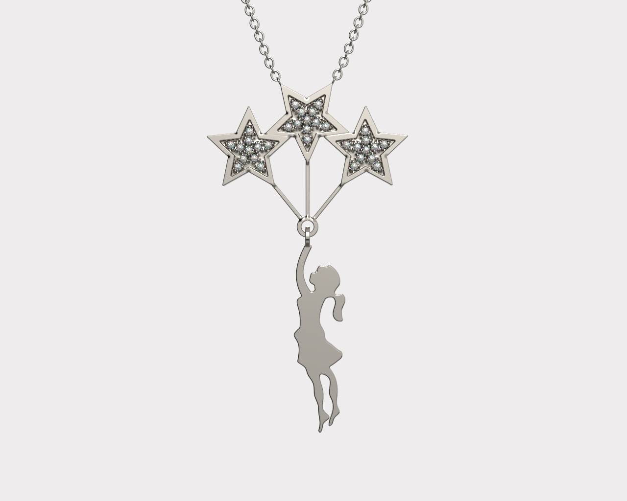 Little Girl Holding Stars  Necklace Pendant