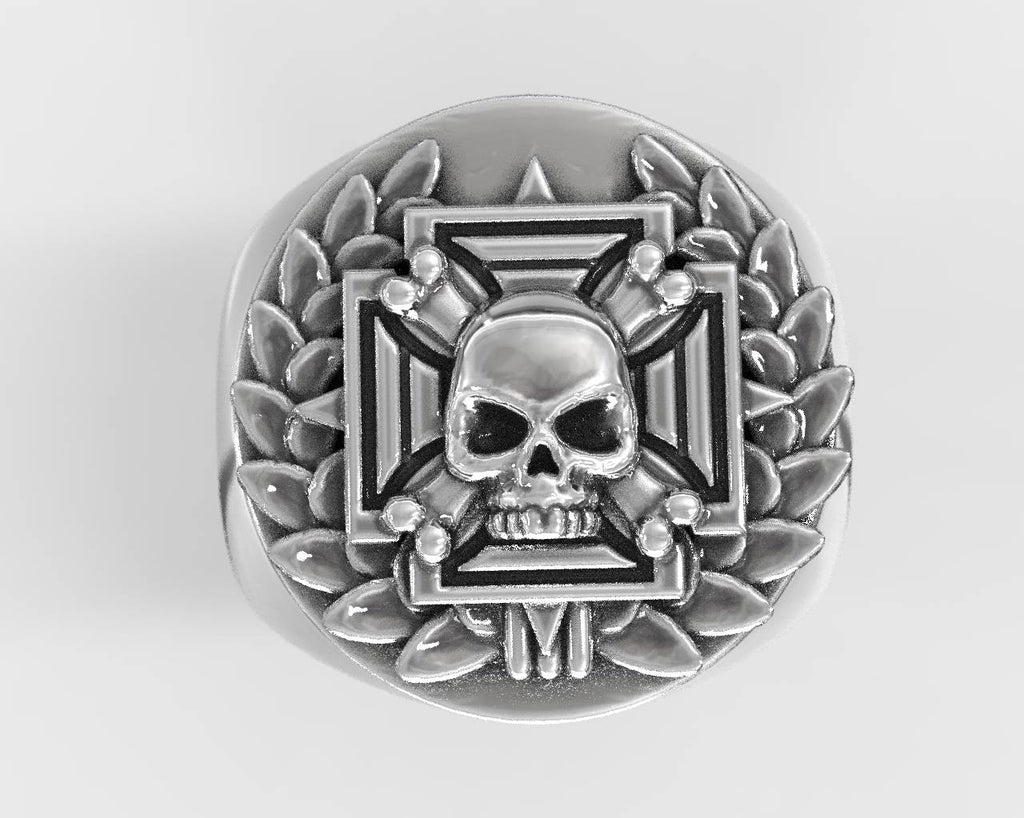Signet Chevalier Gothic Silver Skull Ring