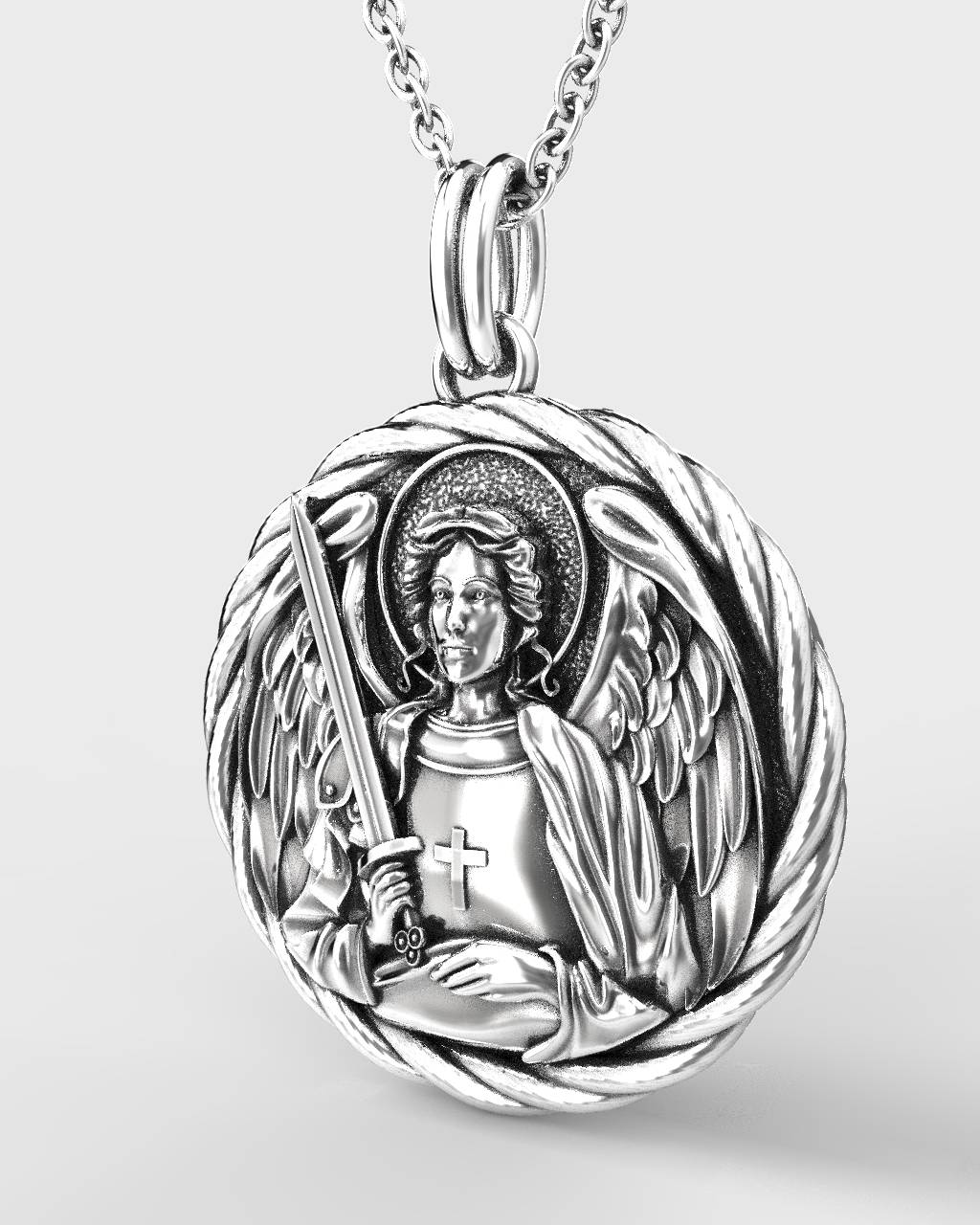 Elegant Silver  Archangel Michael Pendant