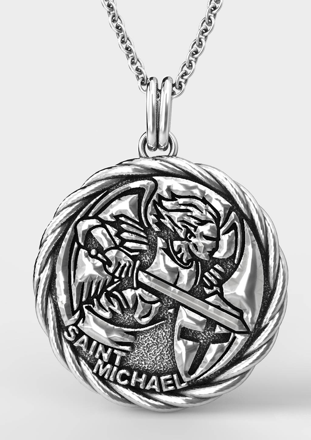 Premium Saint Michael Archangel Sterling Silver Pendant