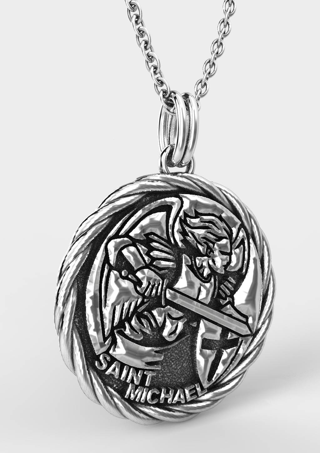 Premium Saint Michael Archangel Sterling Silver Pendant