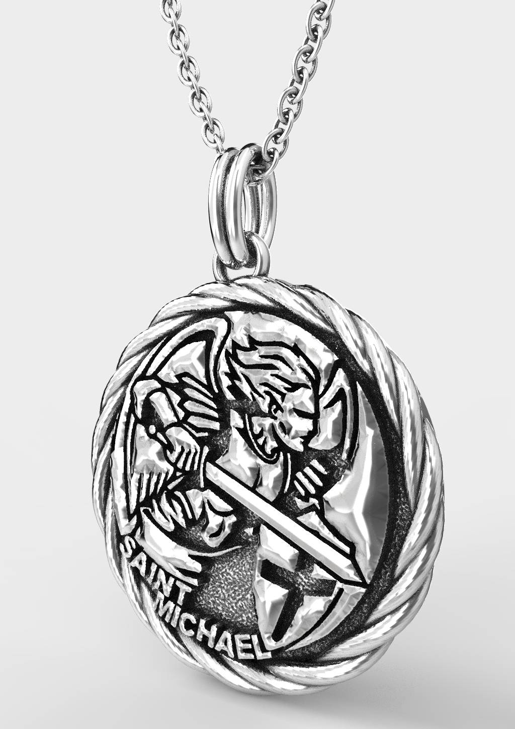 Premium Saint Michael Archangel Sterling Silver Pendant