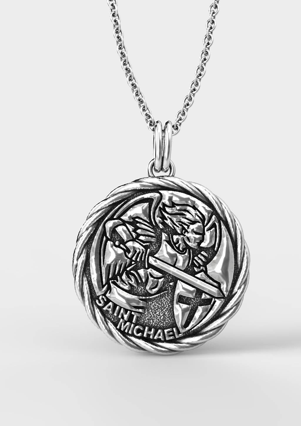Premium Saint Michael Archangel Sterling Silver Pendant