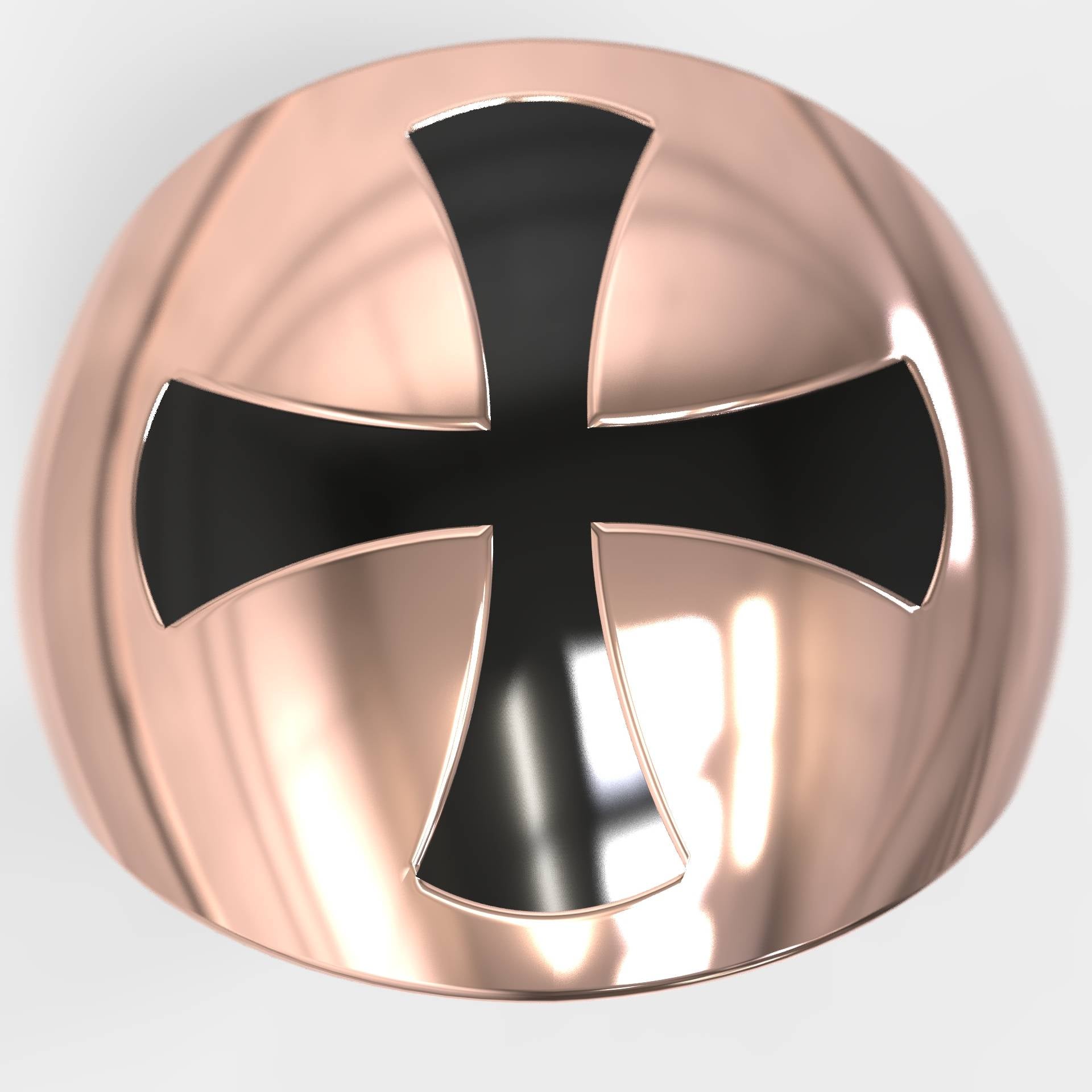 Women's Black Enamel  Cross Chevalier Ring