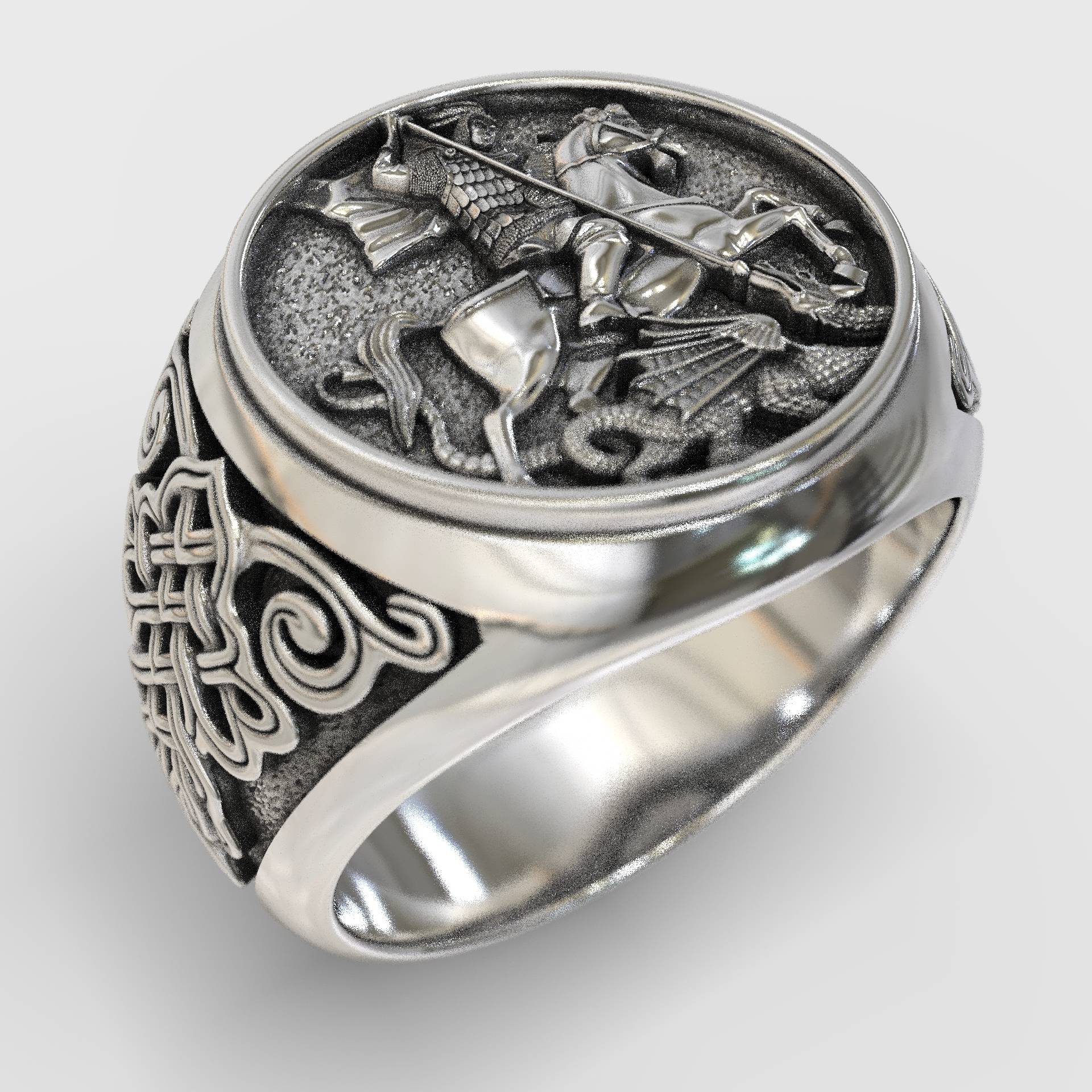 Christian Gift Silver Saint George Signet Ring
