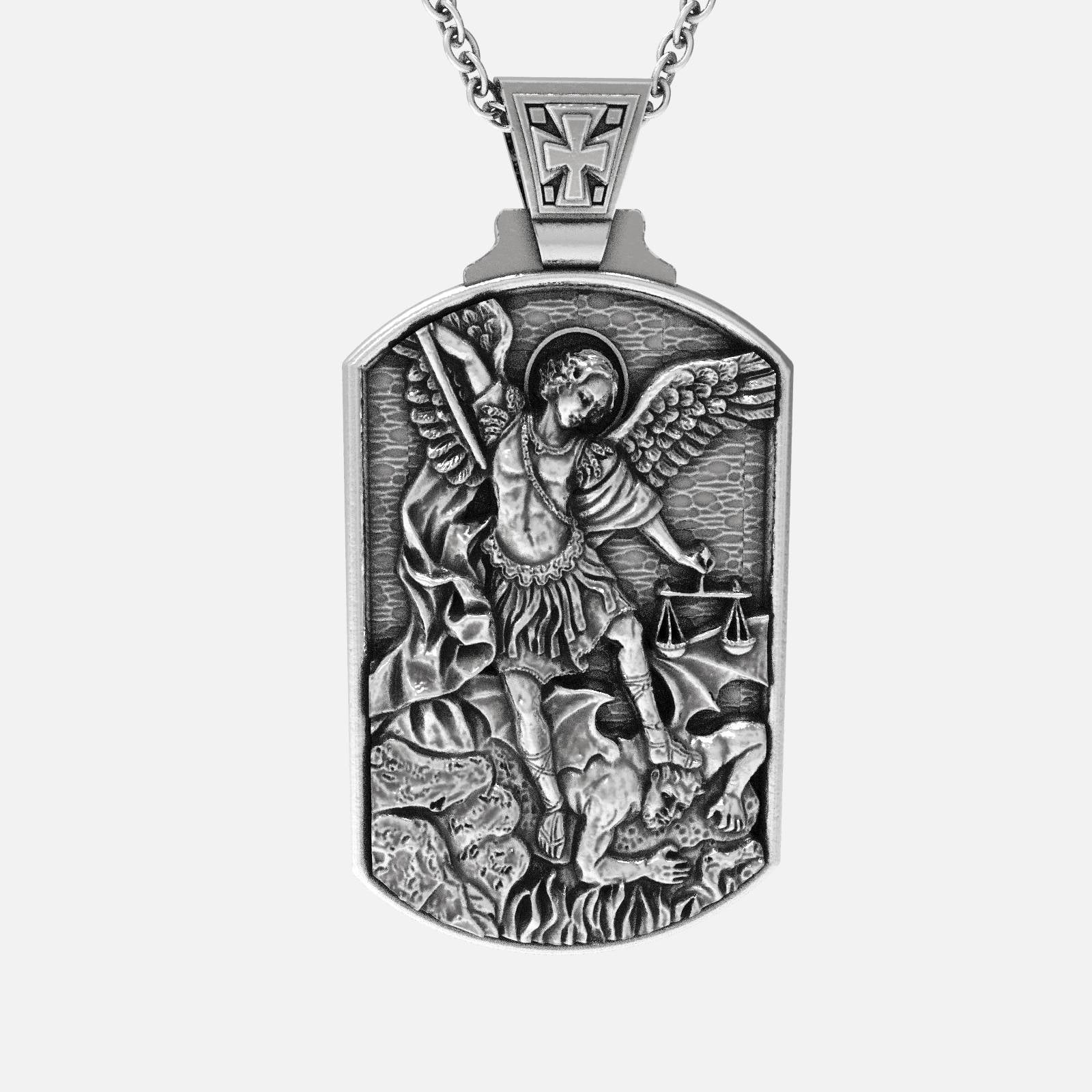 Saint Michael's Shield 925 Silver Warrior Pendant