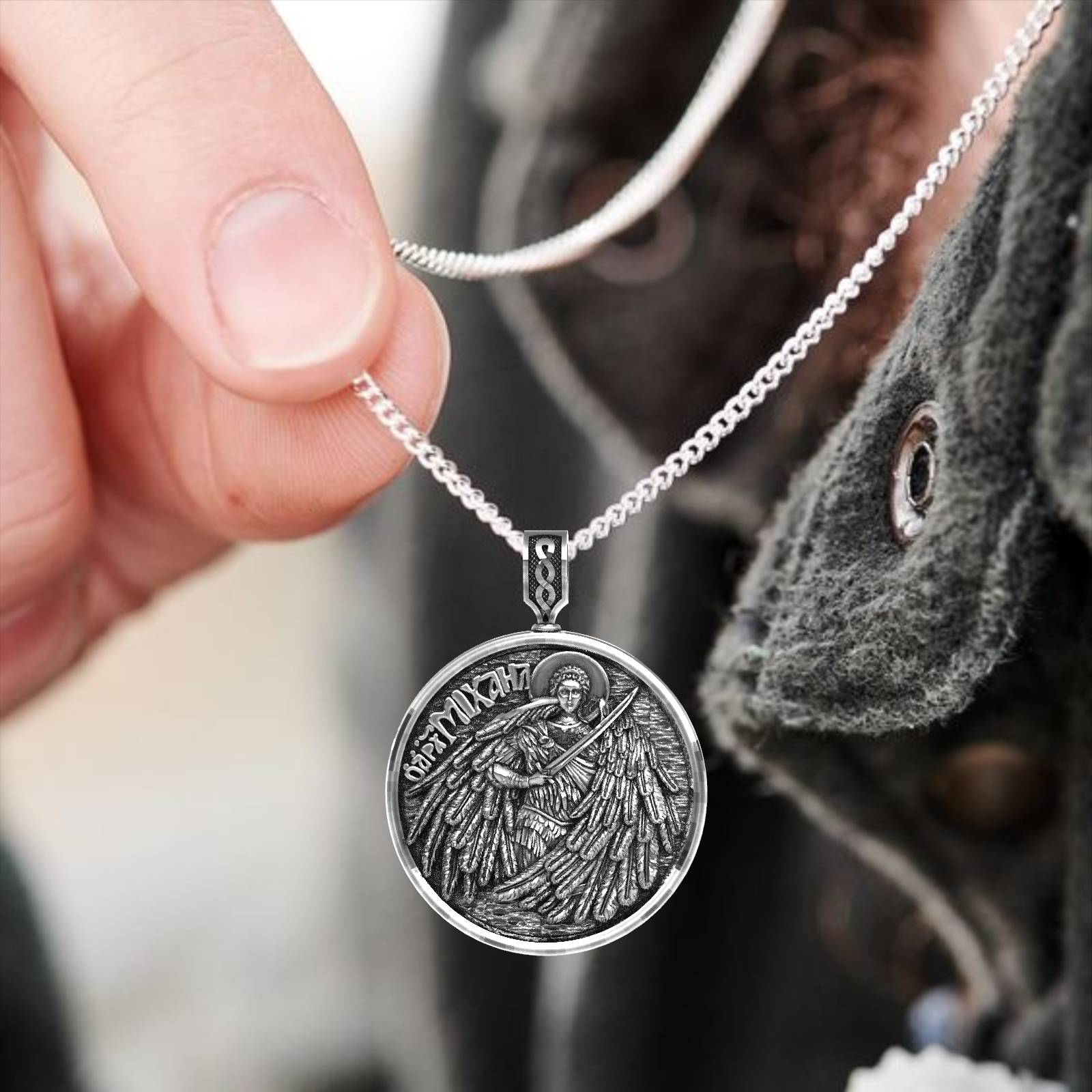 Vintage Style Saint Michael Defender Pendant 925 Silver