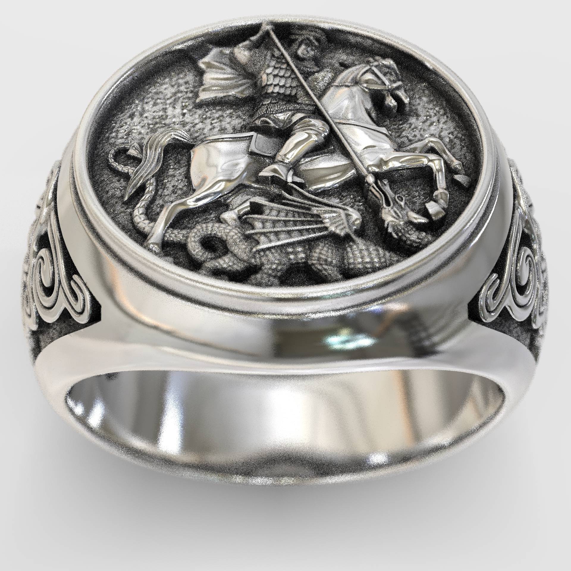 Christian Gift Silver Saint George Signet Ring