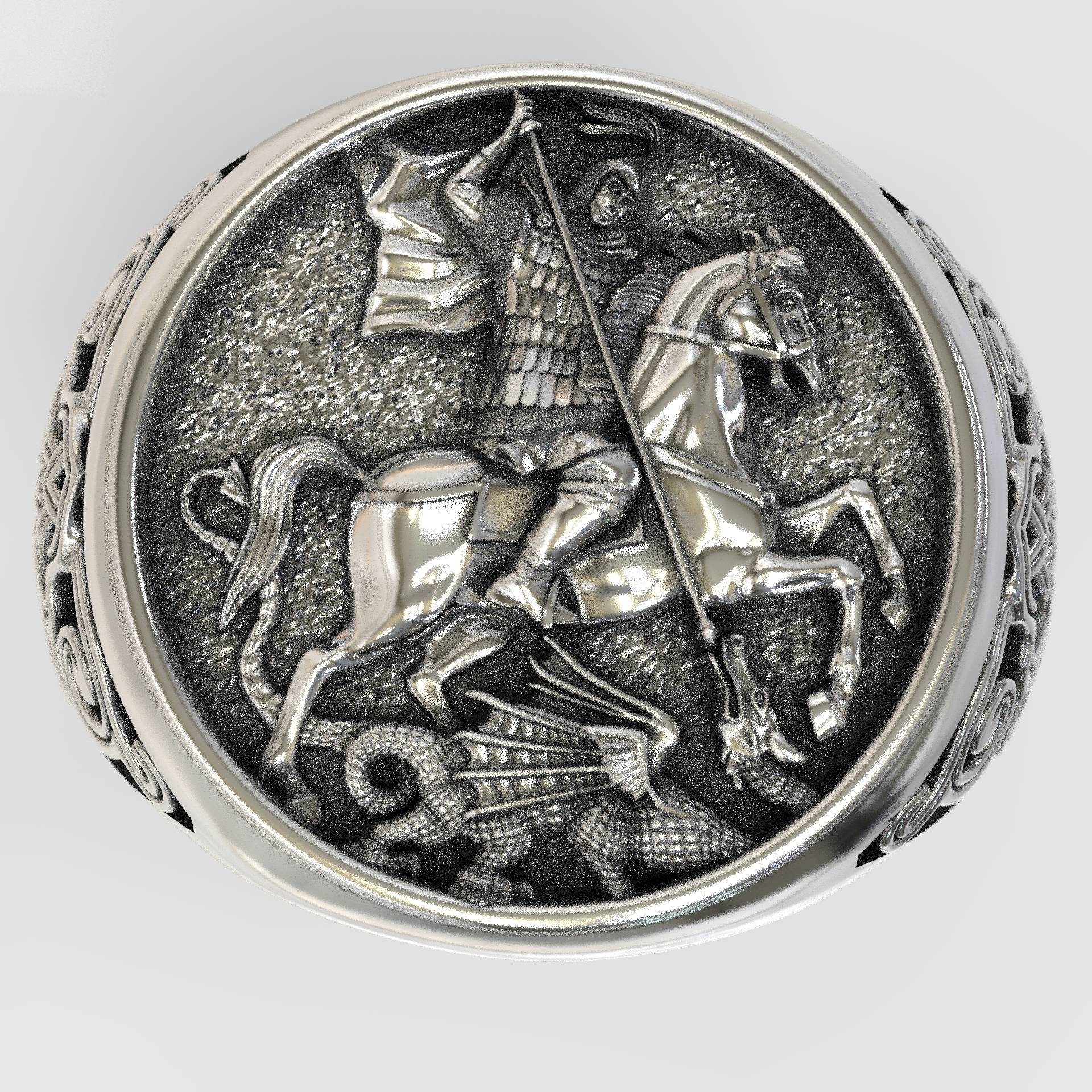 Christian Gift Silver Saint George Signet Ring