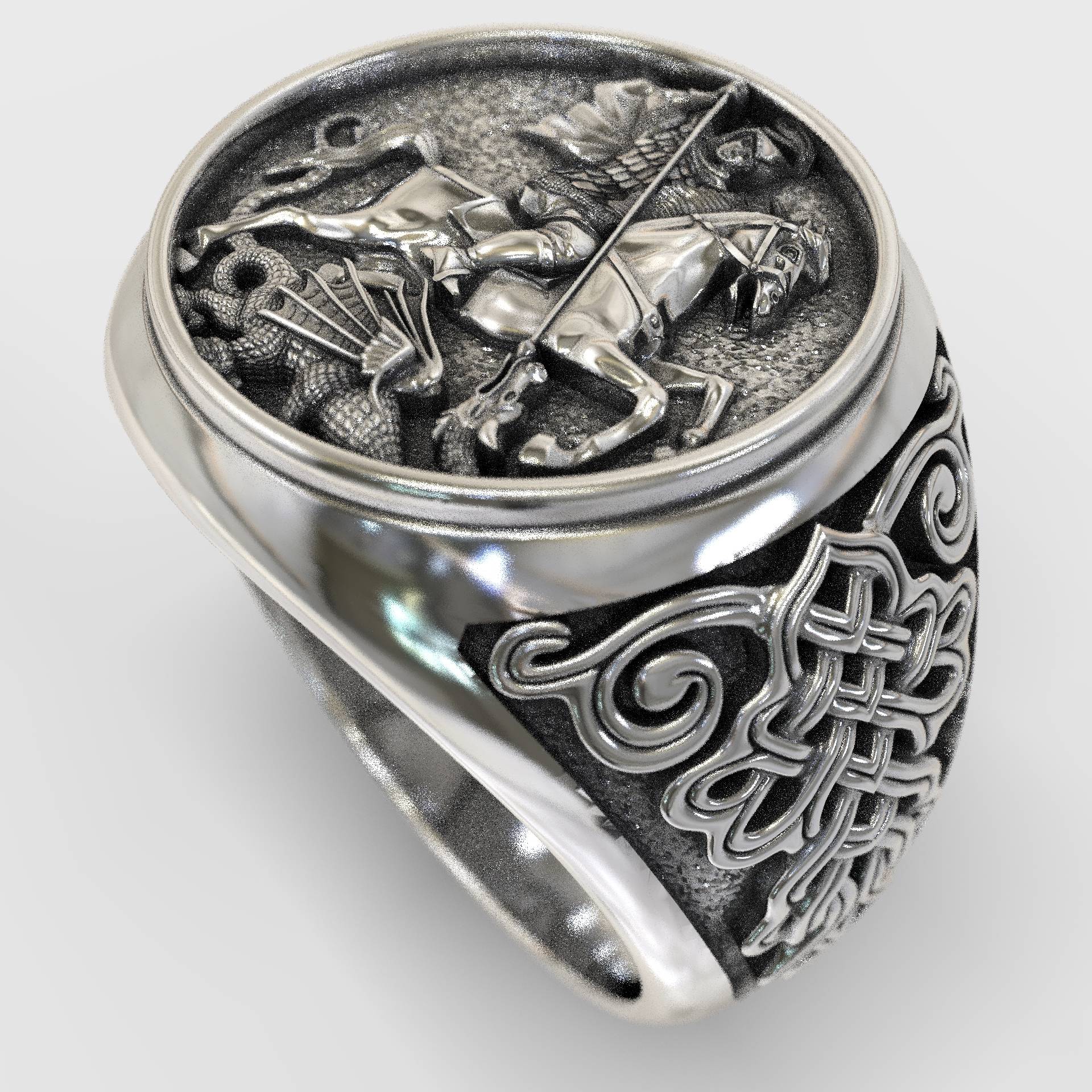 Christian Gift Silver Saint George Signet Ring