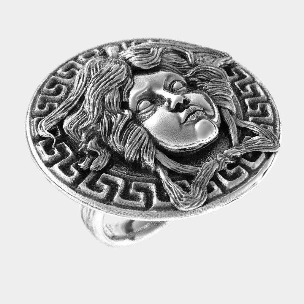 Greek Medusa 925 Silver Ring - Handcrafted Elegance