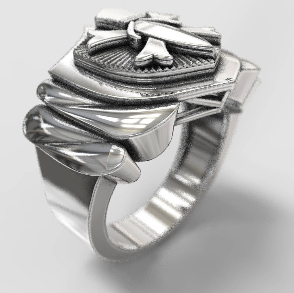 Signet Sword Silver Mens Ring