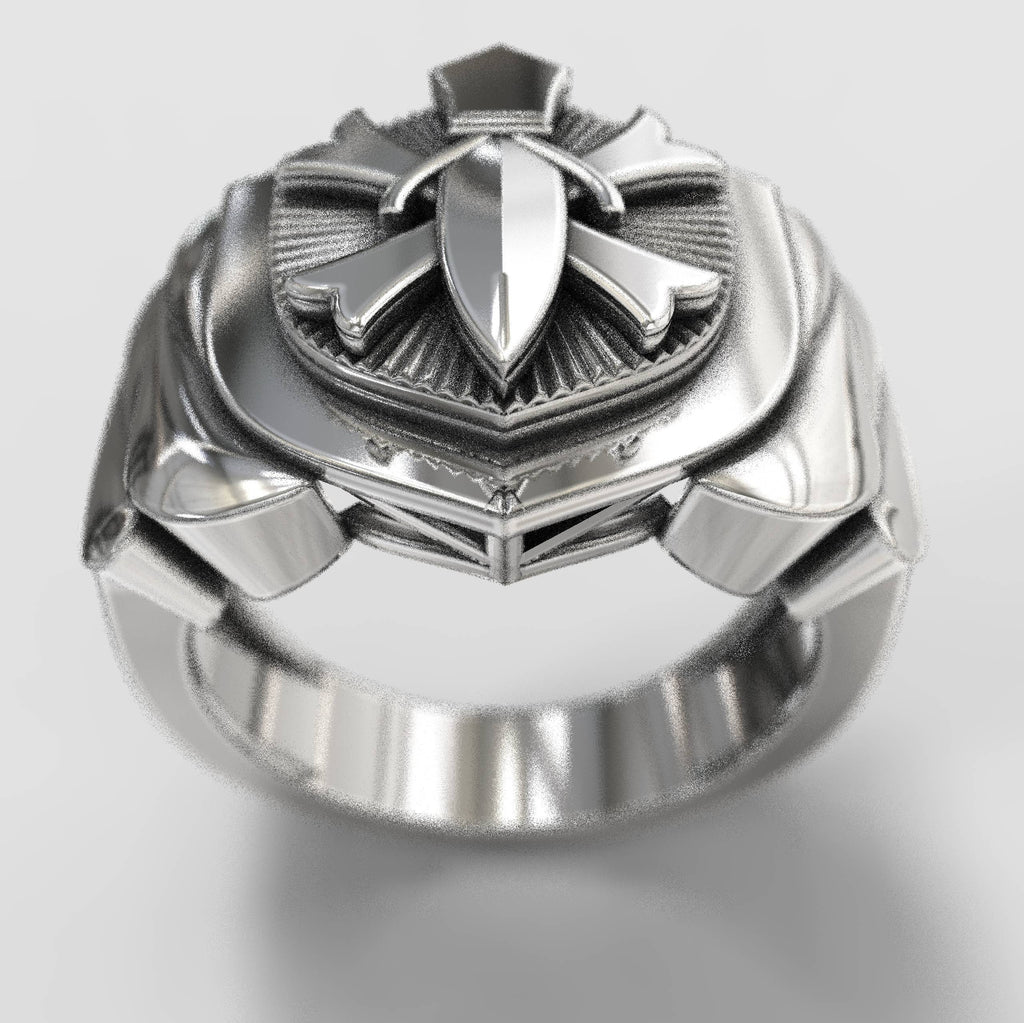 Signet Sword Silver Mens Ring