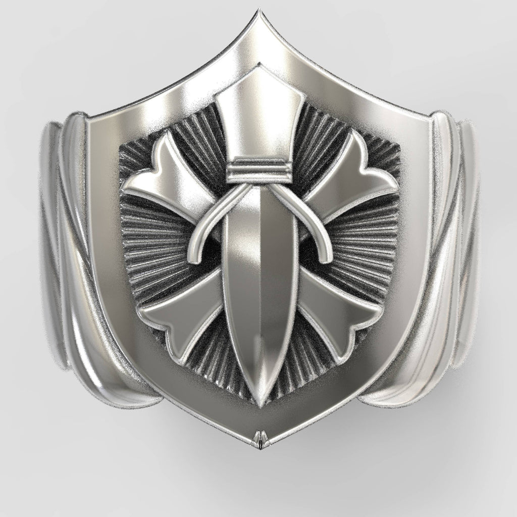 Signet Sword Silver Mens Ring