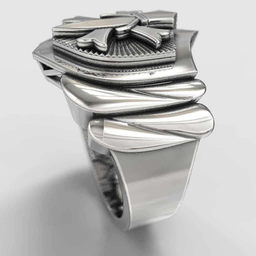 Signet Sword Silver Mens Ring