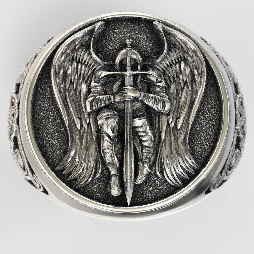 Christian Silver Angelic Protection Ring