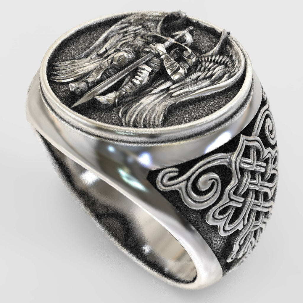 Christian Silver Angelic Protection Ring