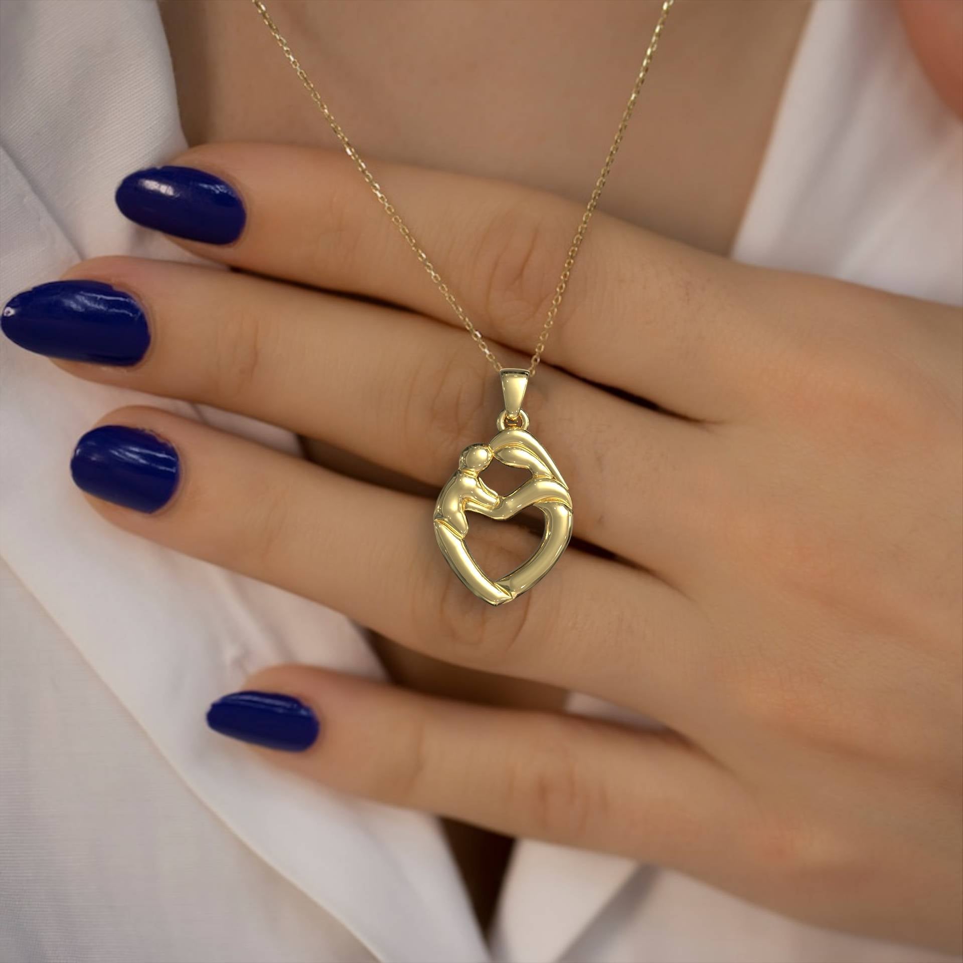 Mother's Love Embrace Pendant - New Mom Gift Necklace