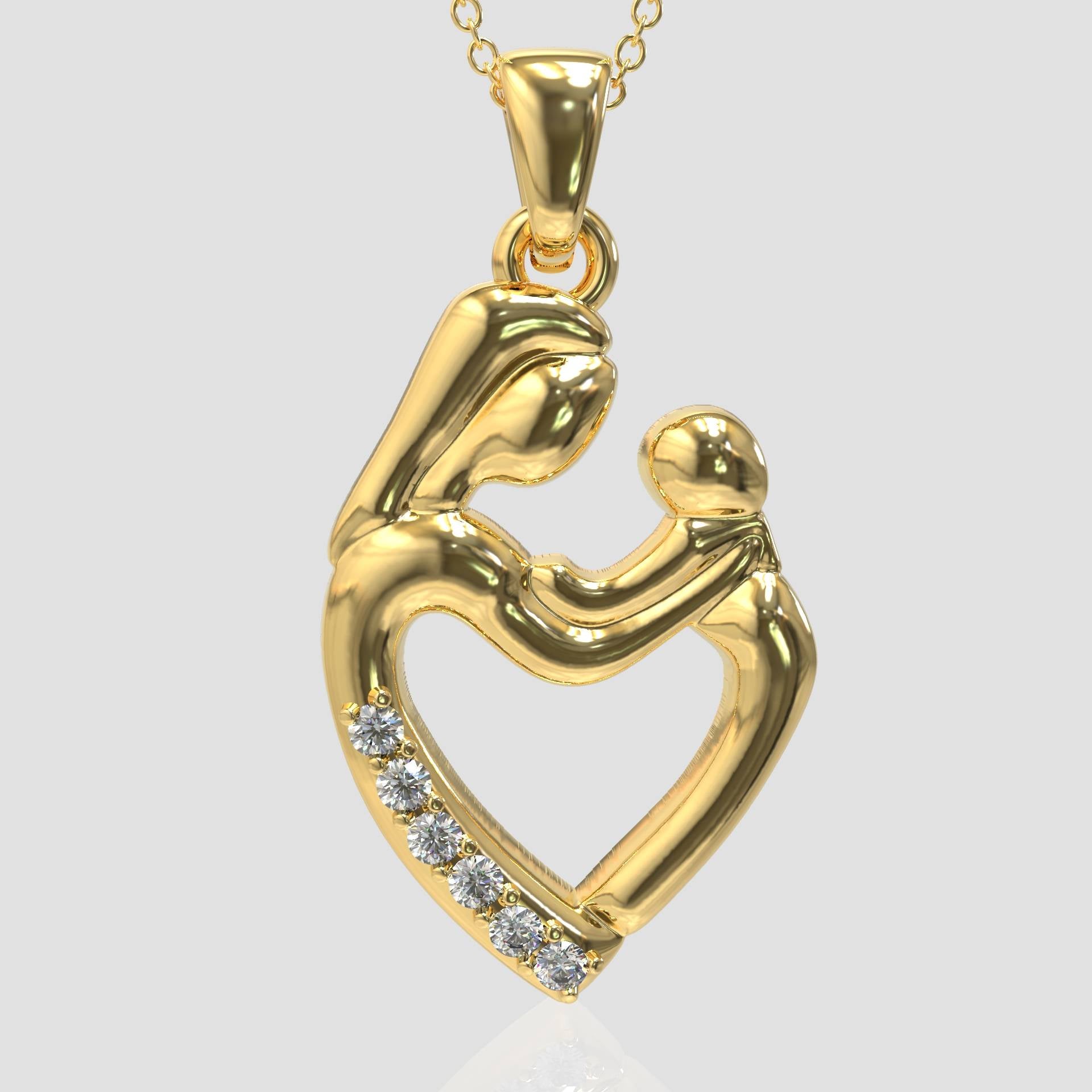 Gift for New Mom – Mother Baby Pendant with Sparkling Zircons