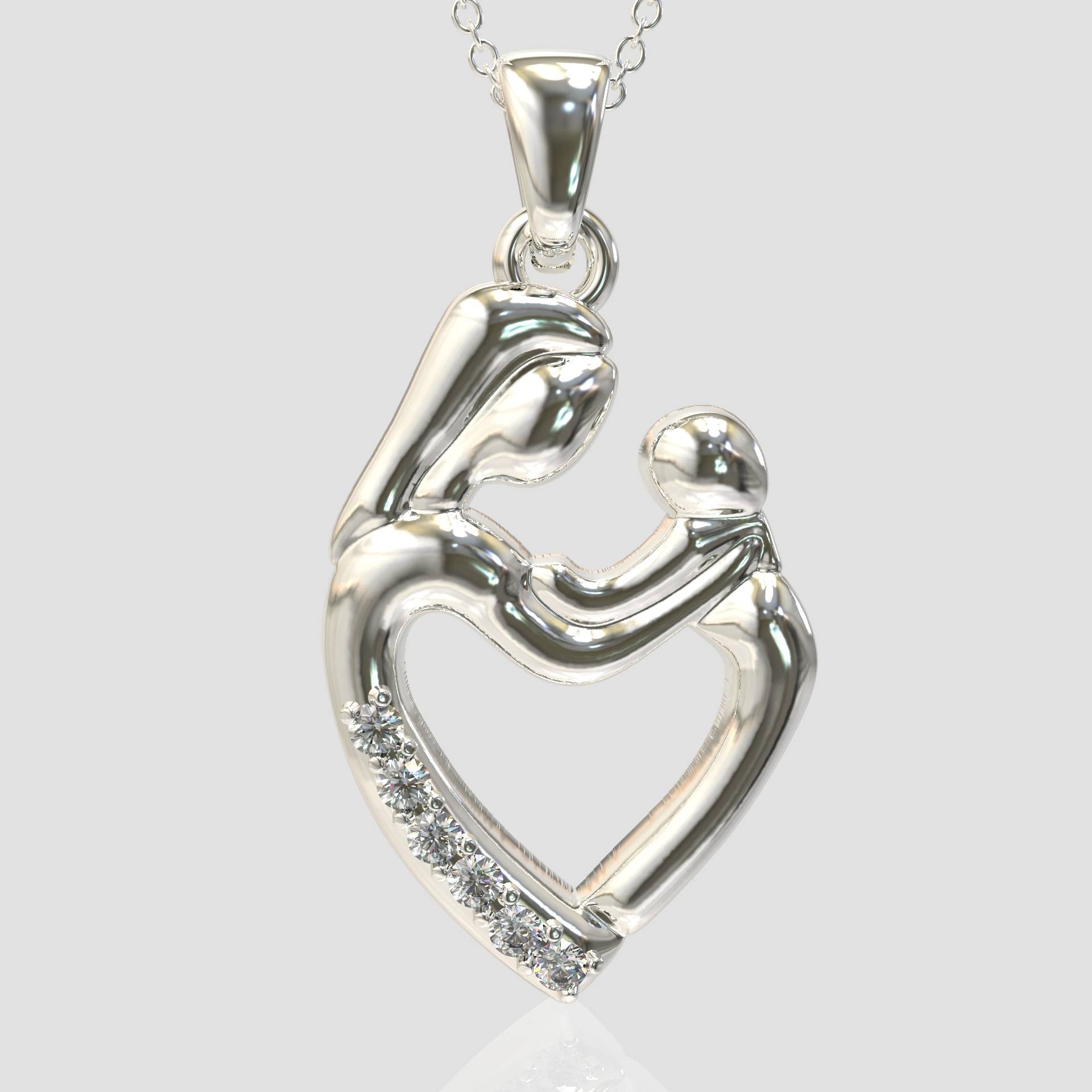 Gift for New Mom – Mother Baby Pendant with Sparkling Zircons