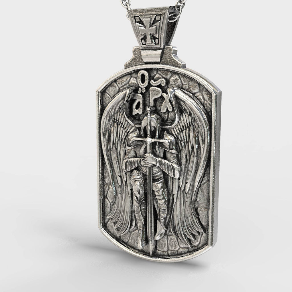 Guardian Archangel Saint Michael Silver Pendant For Men