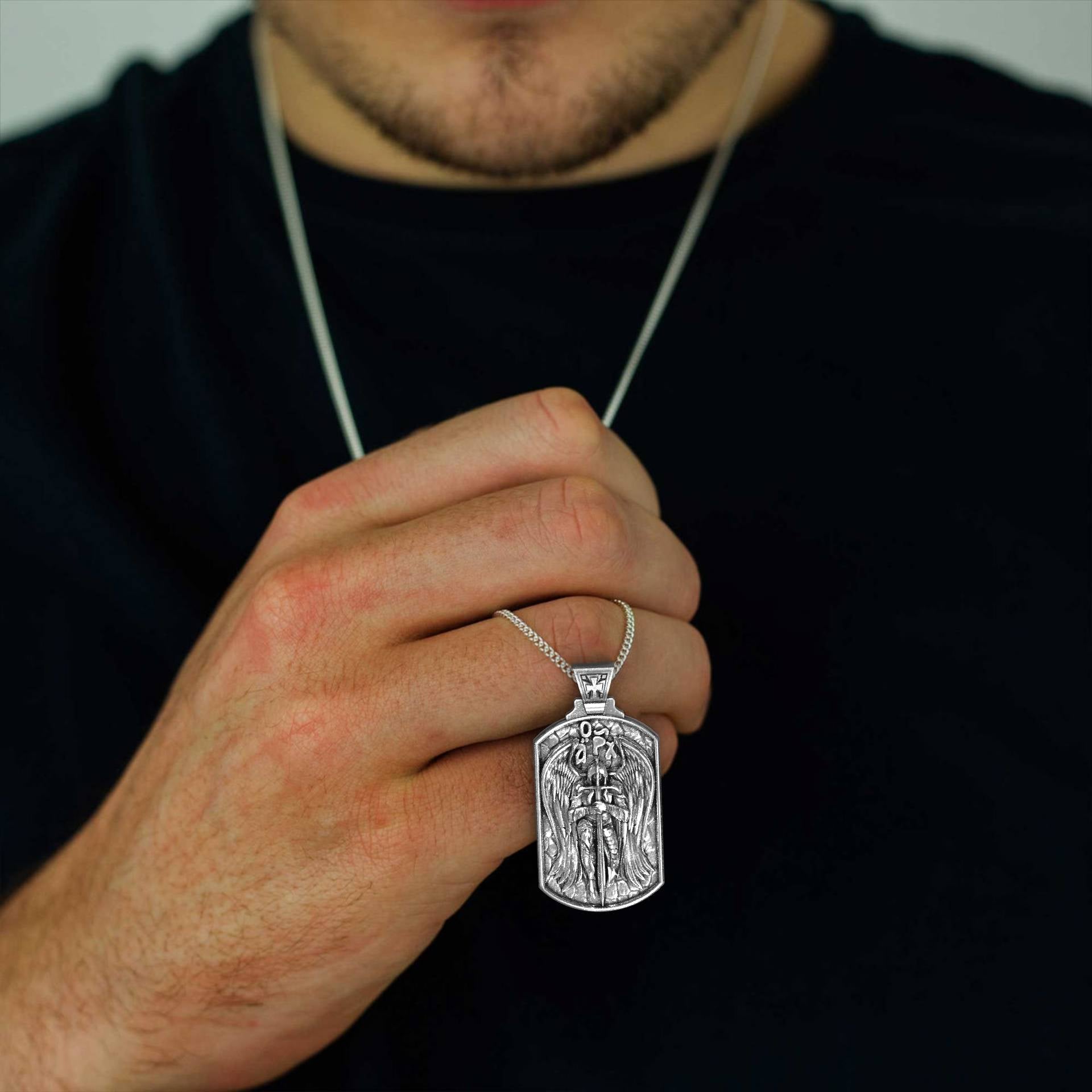 Guardian Archangel Saint Michael Silver Pendant For Men