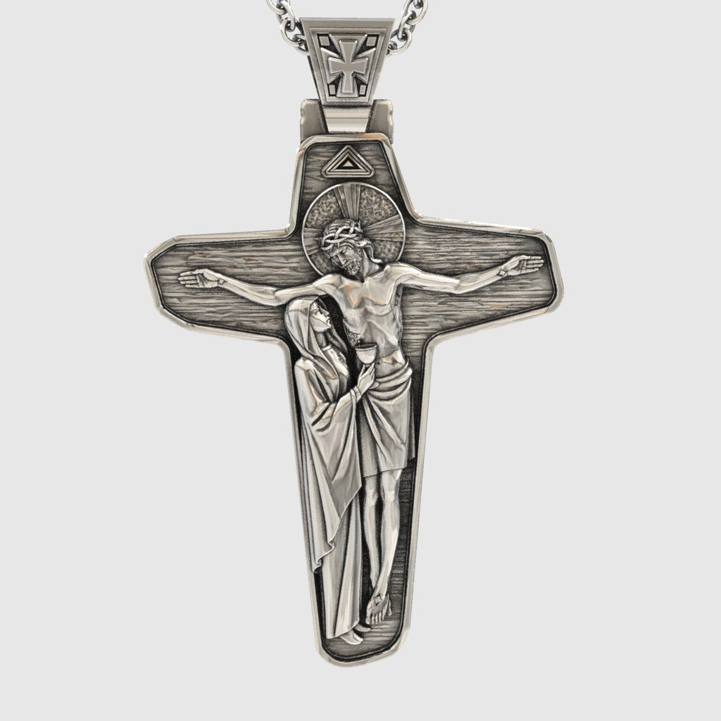 Jesus & Virgin Mary Sterling Silver Cross