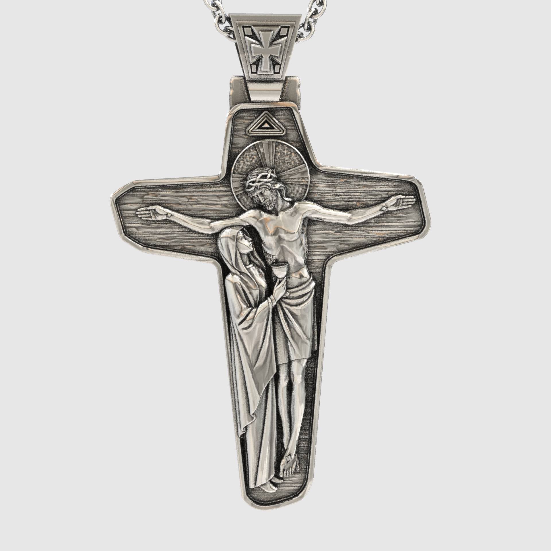 Jesus & Virgin Mary Sterling Silver Cross