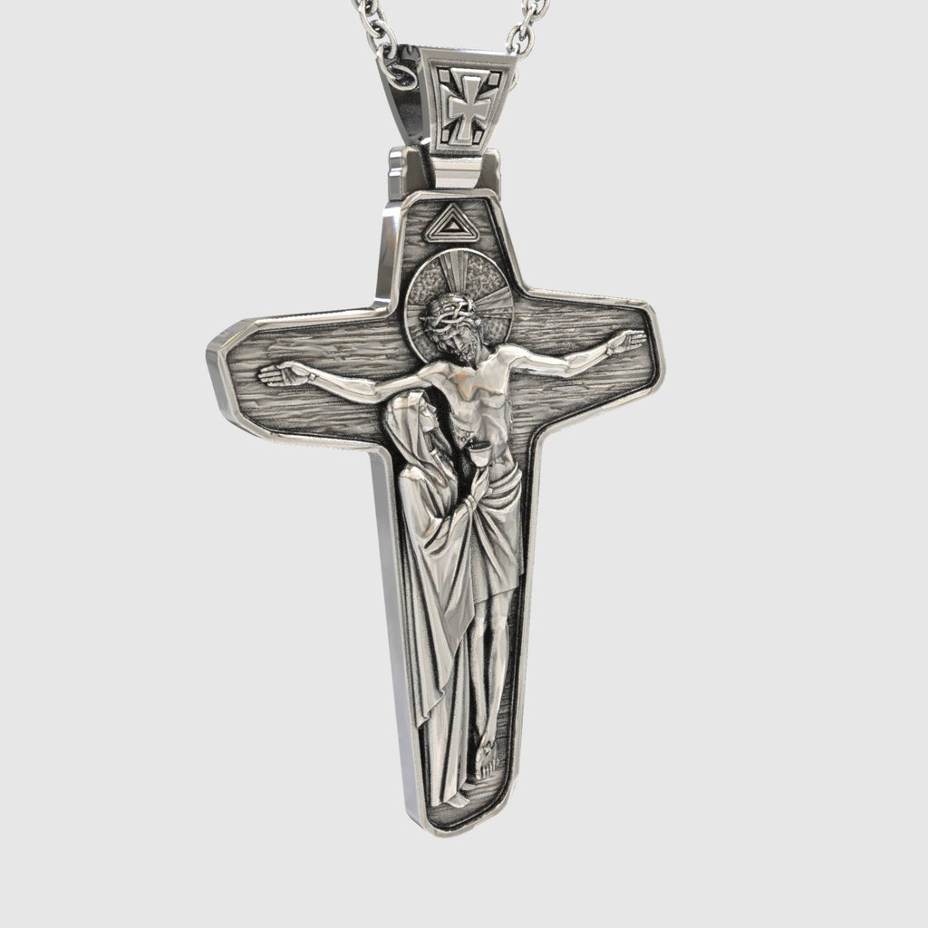 Jesus & Virgin Mary Sterling Silver Cross