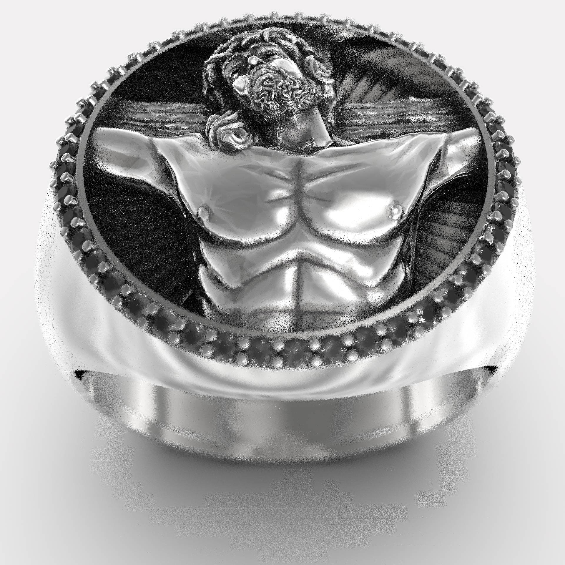 Schwarzer Zirkon Jesus Ring – Auffälliger christlicher Schmuck für Männer