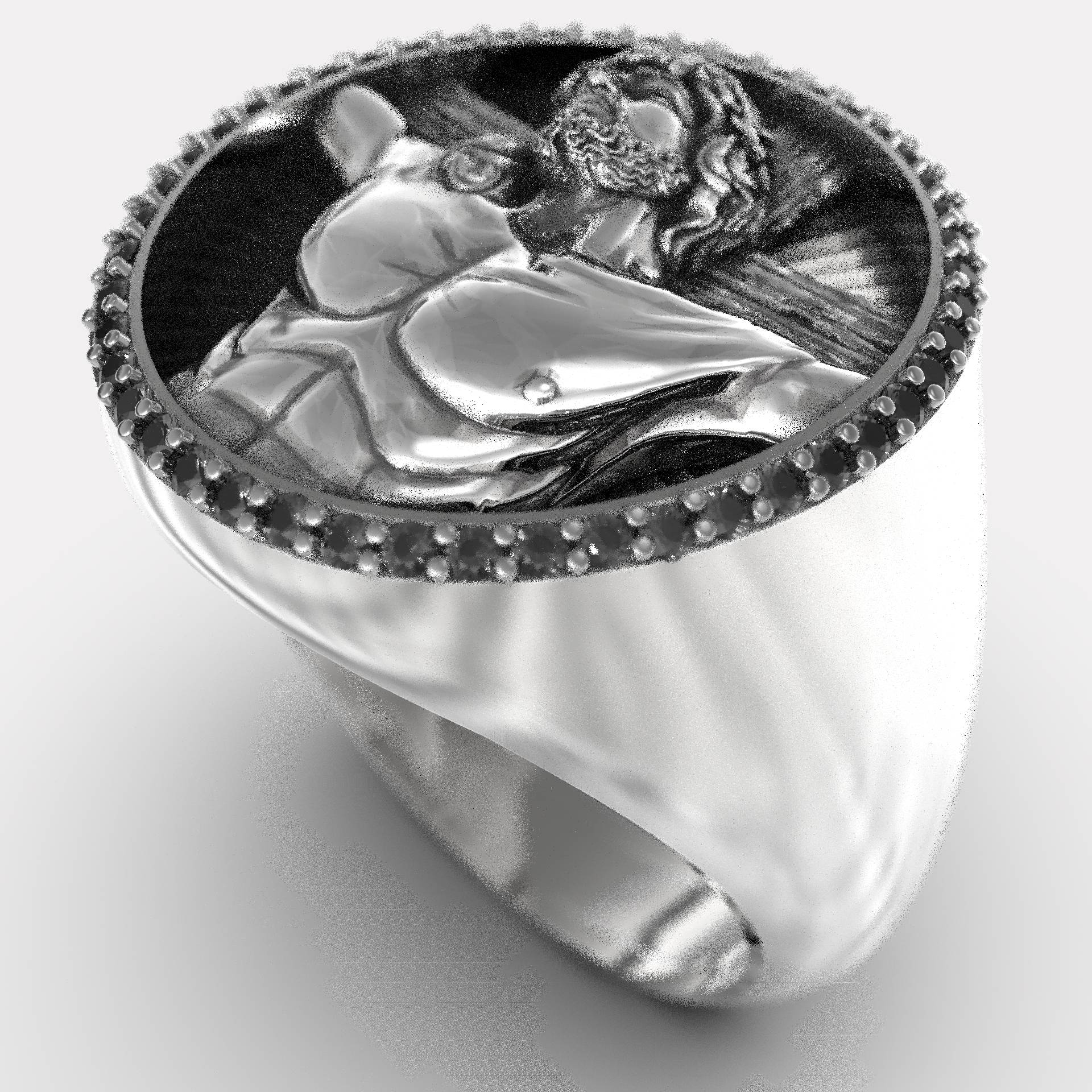 Schwarzer Zirkon Jesus Ring – Auffälliger christlicher Schmuck für Männer