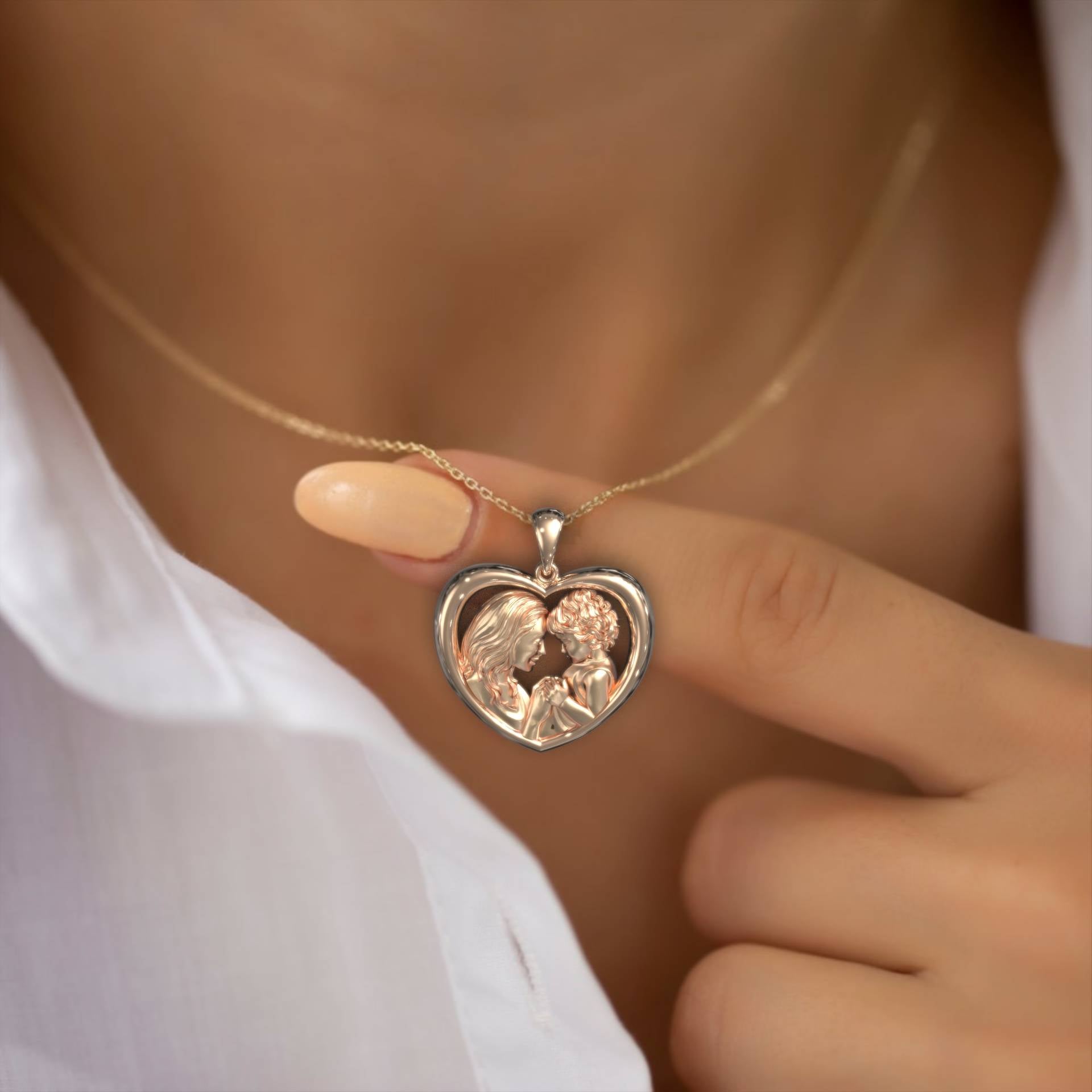 Infinite Love Mother & Baby Heart Necklace
