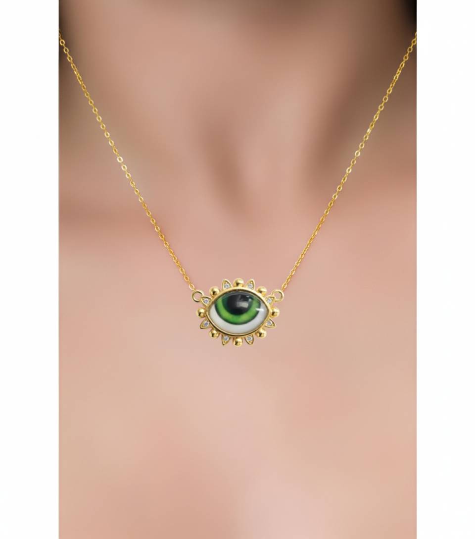 Romantic Mystic Green Eye Pendant Necklace