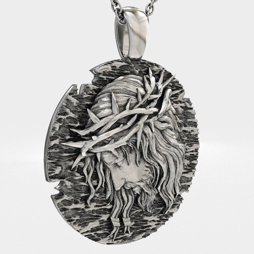 Sterling Silver Jesus Christ Necklace for Men