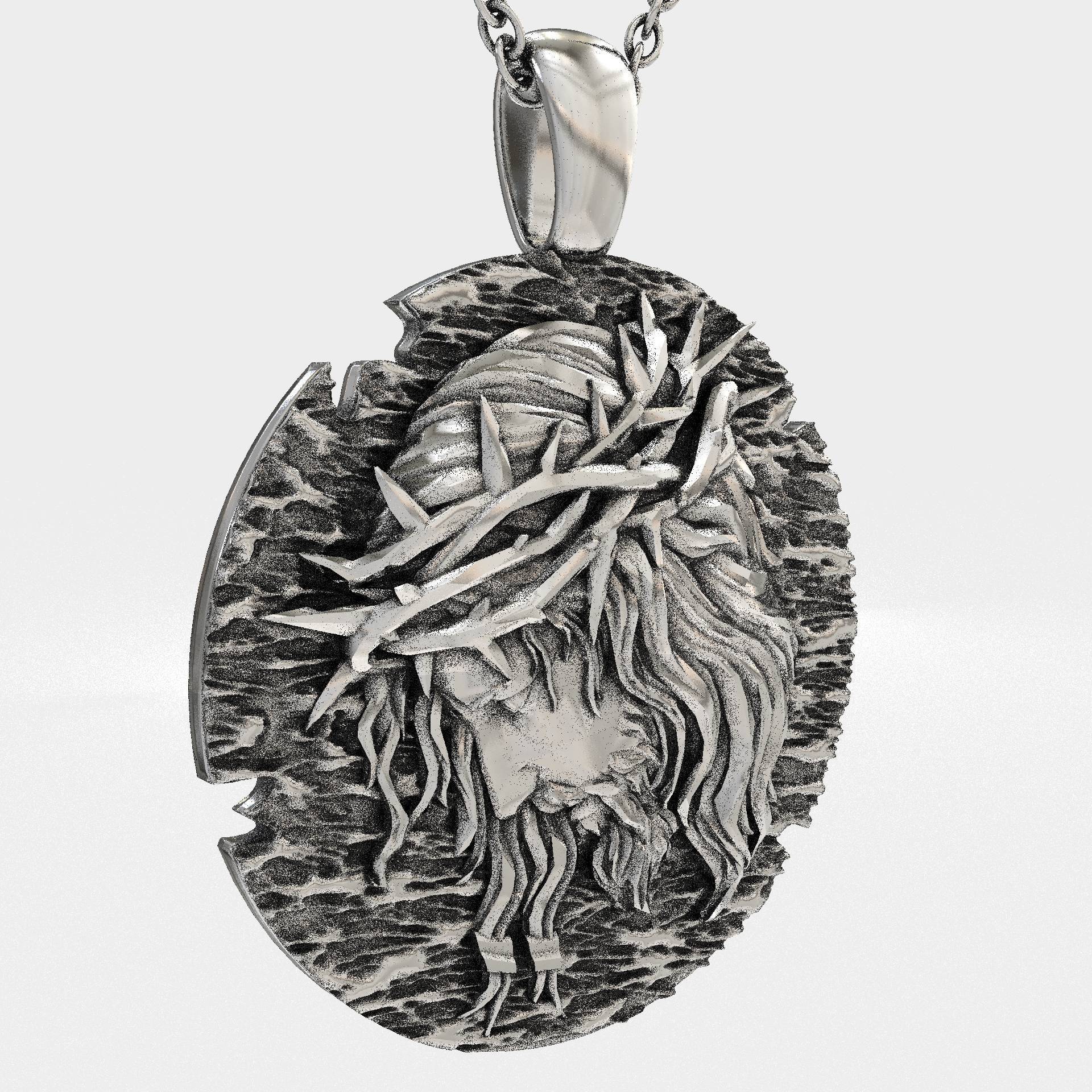 Sterling Silver Jesus Christ Necklace for Men