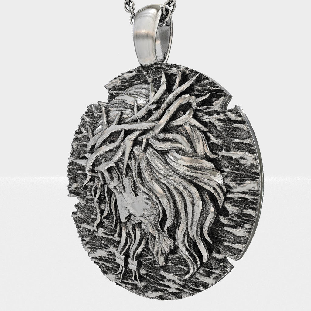 Sterling Silver Jesus Christ Necklace for Men