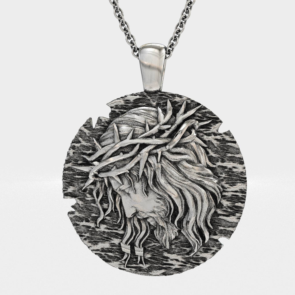 Sterling Silver Jesus Christ Necklace for Men